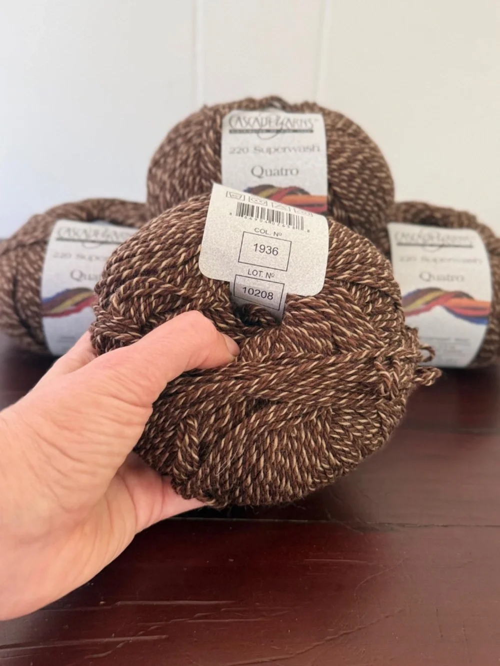(4) Cascade 220 Superwash Quatro Yarn - Brown Bear, Same Dye Lot *discontinued*